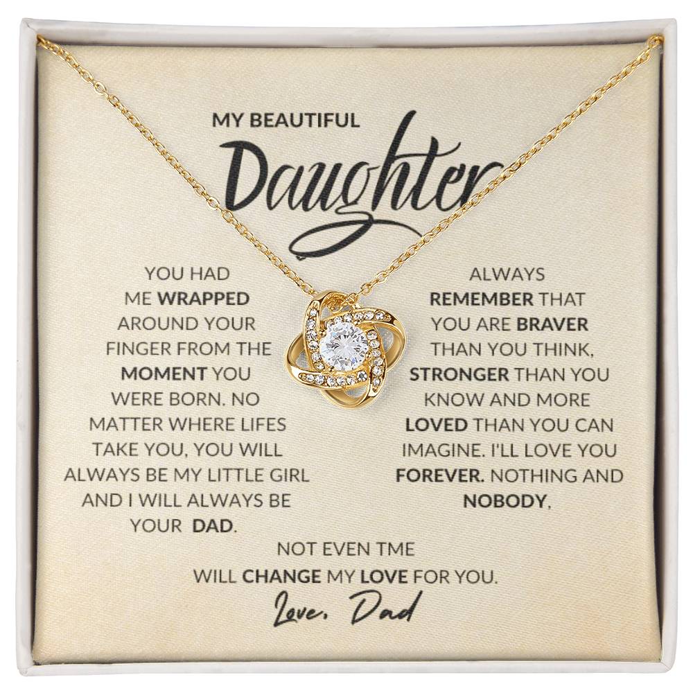 To My Beautiful Daughter Love Dad Knot Necklace