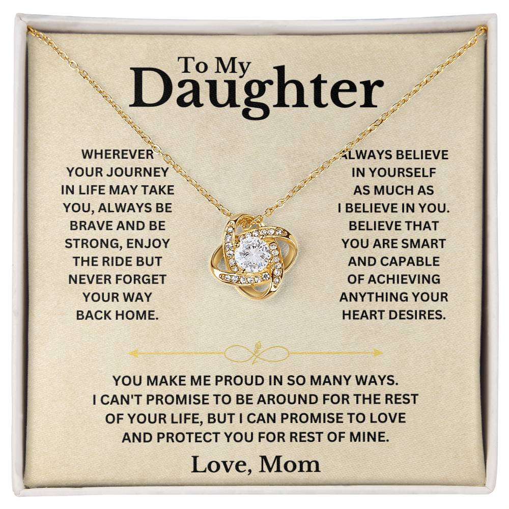 To My Beautiful Daughter Love Mom Knot Necklace