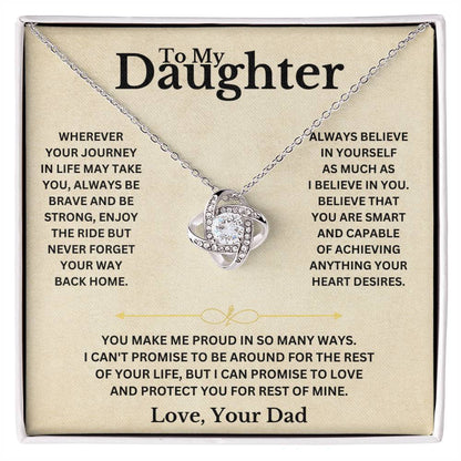 To My Beautiful Daughter Love Dad Knot Necklace