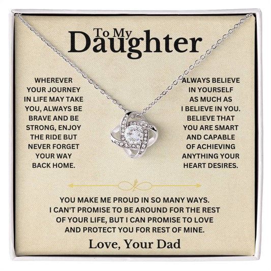 To My Beautiful Daughter Love Dad Knot Necklace