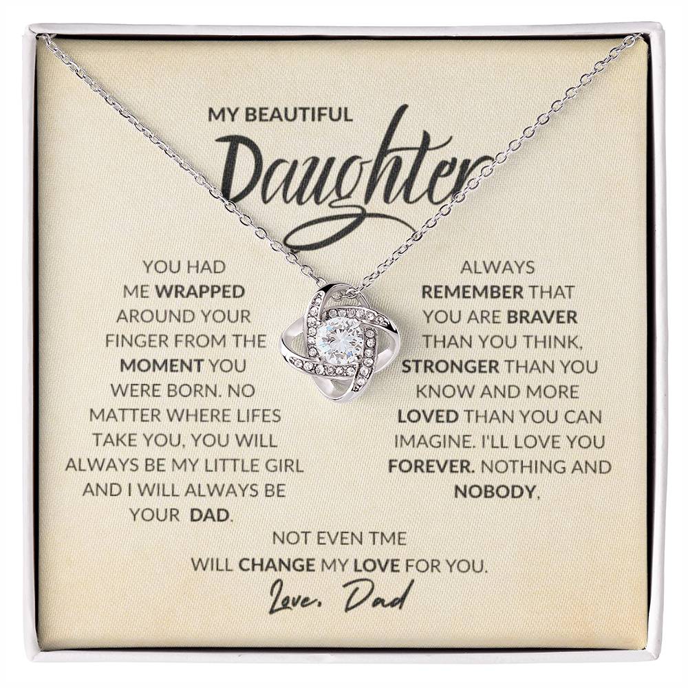 To My Beautiful Daughter Love Dad Knot Necklace