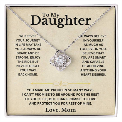 To My Beautiful Daughter Love Mom Knot Necklace