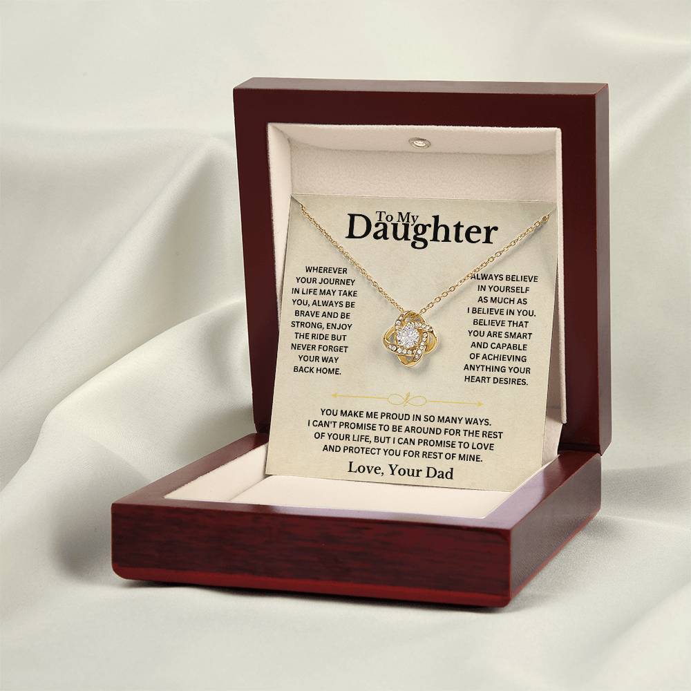 To My Beautiful Daughter Love Dad Knot Necklace