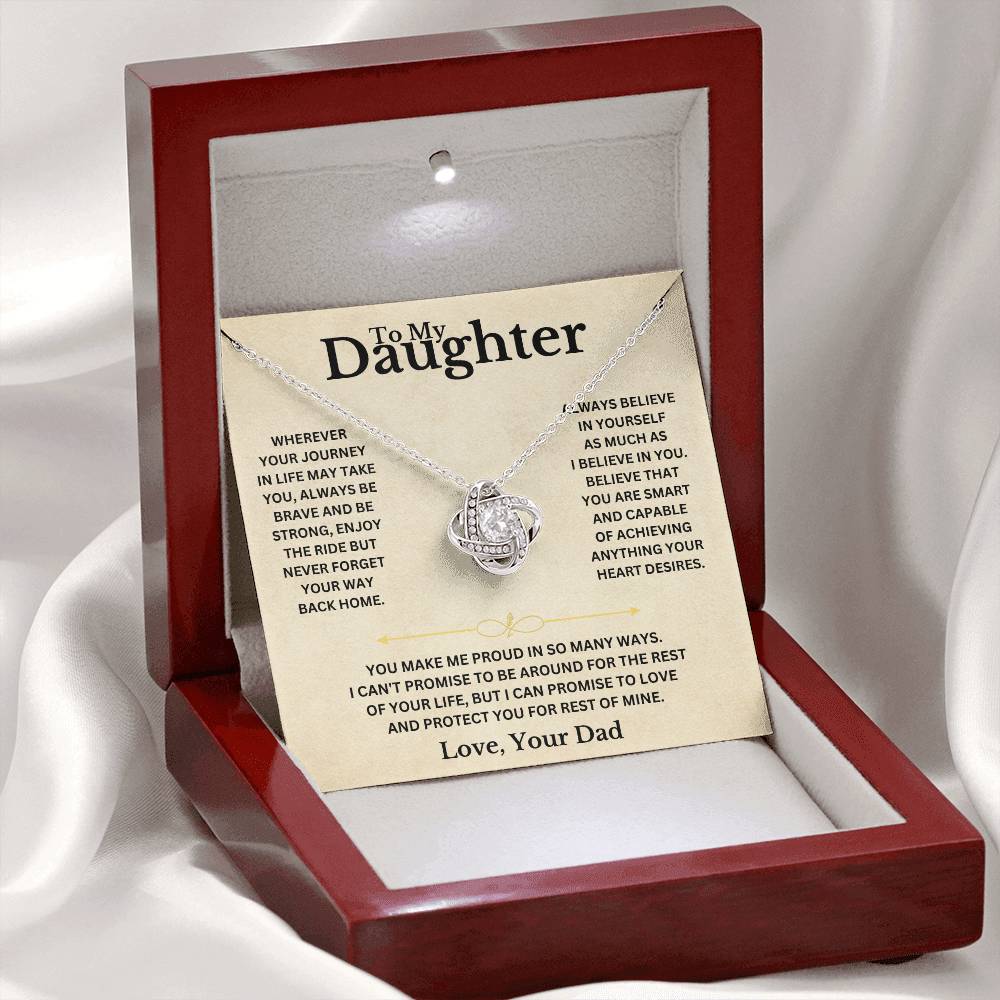 To My Beautiful Daughter Love Dad Knot Necklace