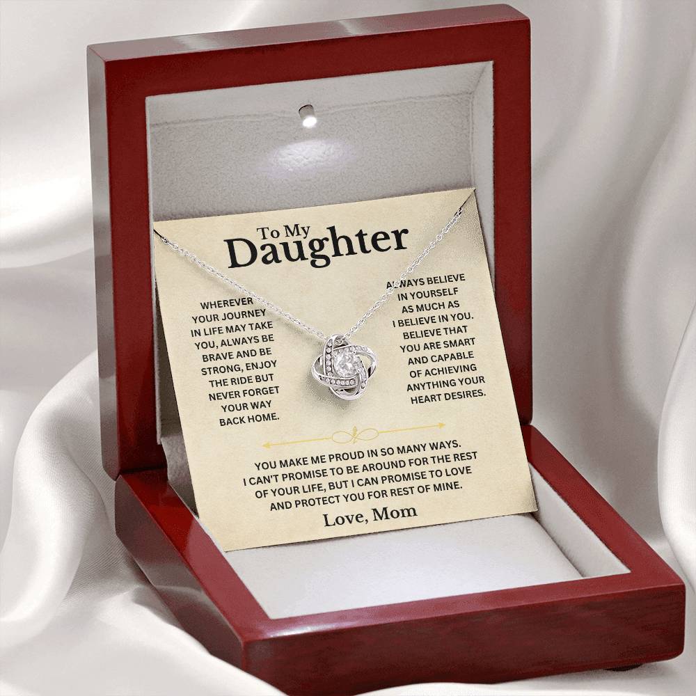 To My Beautiful Daughter Love Mom Knot Necklace