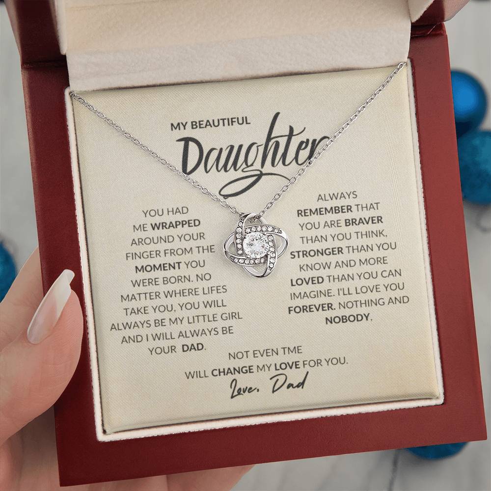 To My Beautiful Daughter Love Dad Knot Necklace