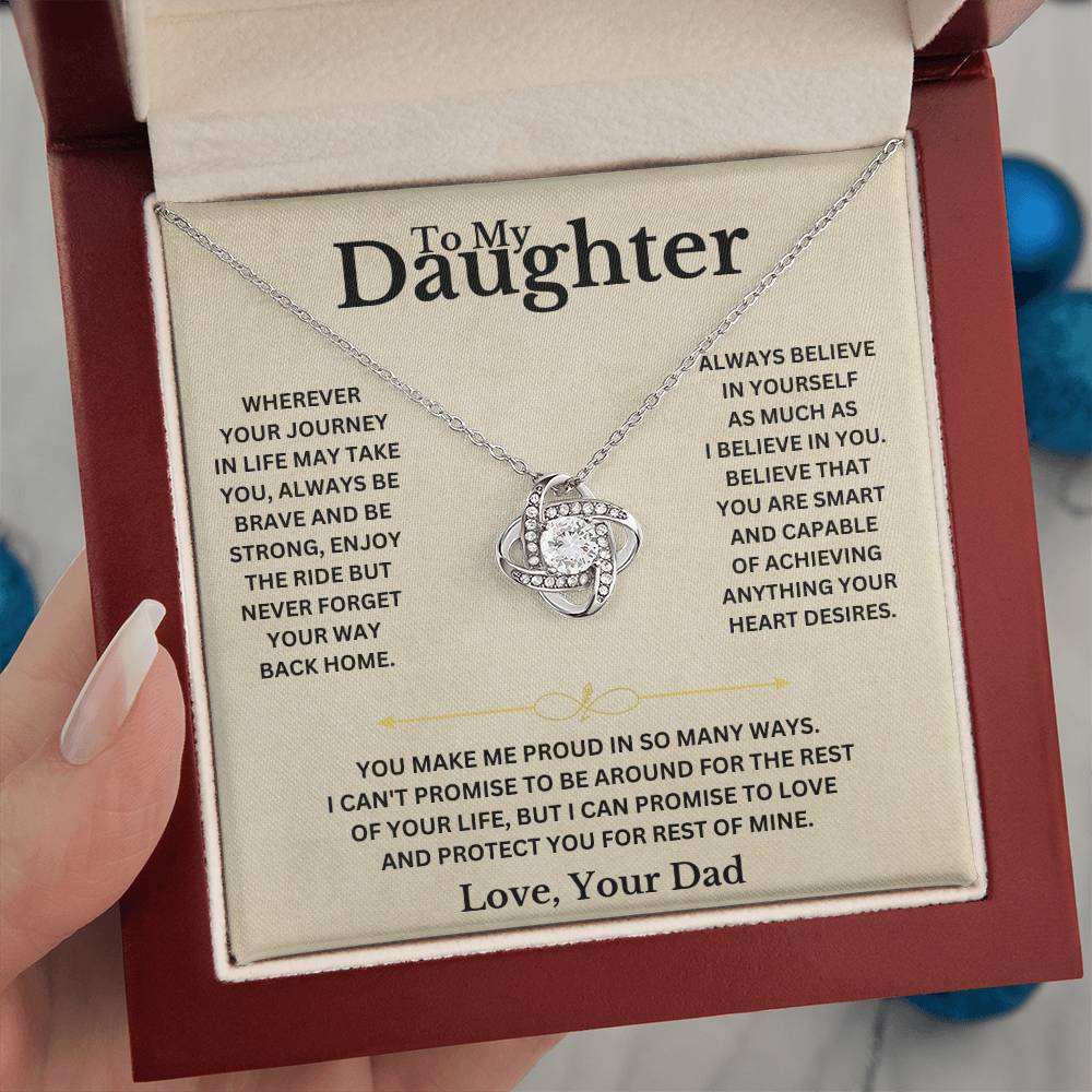 To My Beautiful Daughter Love Dad Knot Necklace